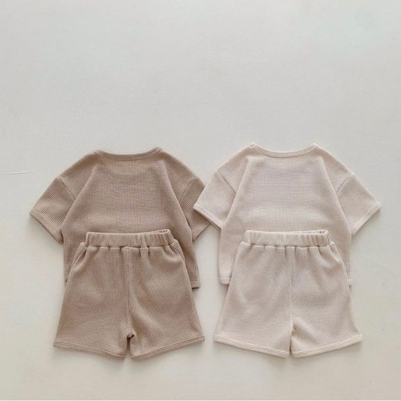 Unisex baby suit for summer two piece waffle - Picture 5 of 6